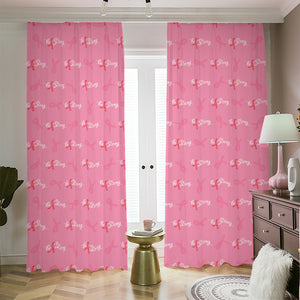 Be Strong Breast Cancer Pattern Print Blackout Pencil Pleat Curtains