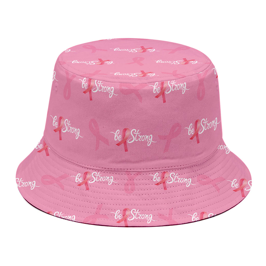 Be Strong Breast Cancer Pattern Print Bucket Hat