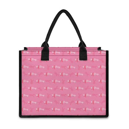 Be Strong Breast Cancer Pattern Print Canvas Tote Bag
