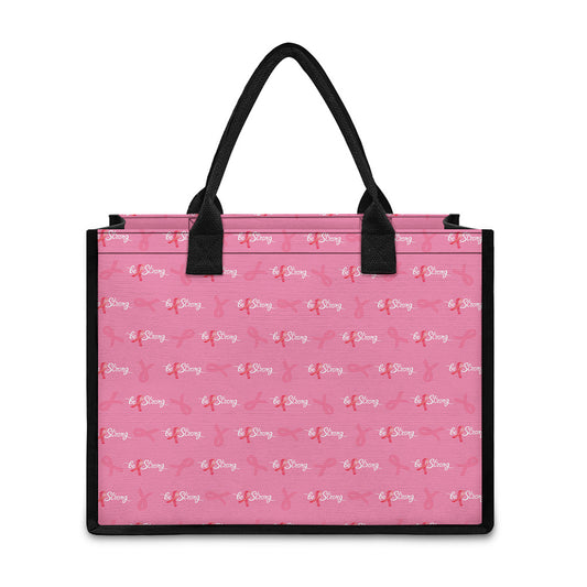 Be Strong Breast Cancer Pattern Print Canvas Tote Bag