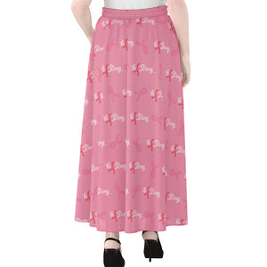 Be Strong Breast Cancer Pattern Print Chiffon Maxi Skirt