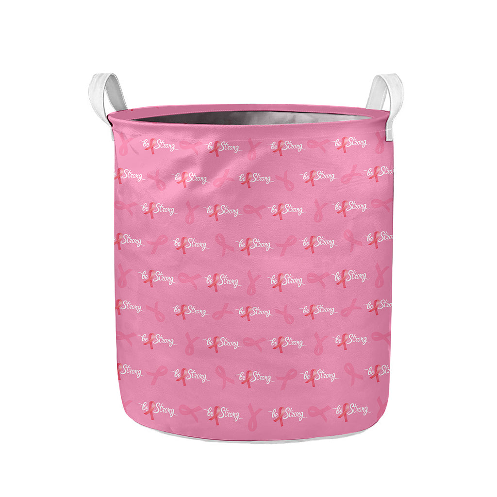 Be Strong Breast Cancer Pattern Print Collapsible Laundry Basket