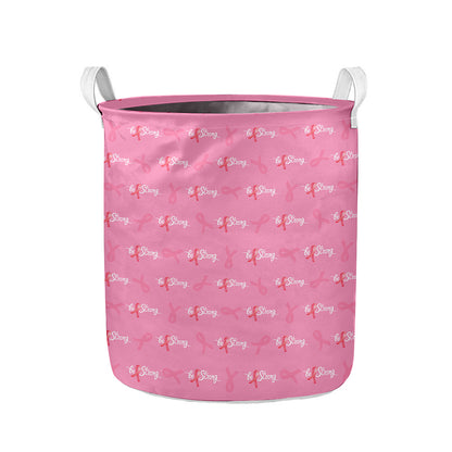 Be Strong Breast Cancer Pattern Print Collapsible Laundry Basket