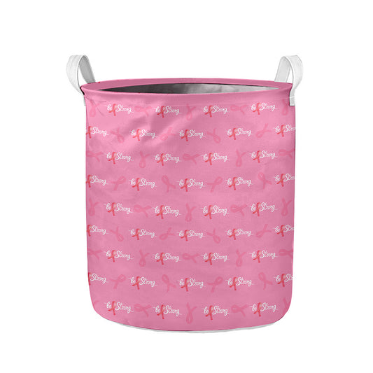 Be Strong Breast Cancer Pattern Print Collapsible Laundry Basket