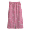 Be Strong Breast Cancer Pattern Print Cotton Front Slit Maxi Skirt