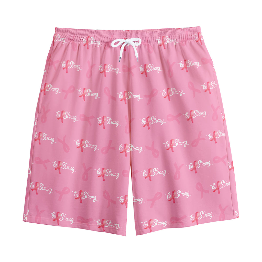 Be Strong Breast Cancer Pattern Print Cotton Shorts