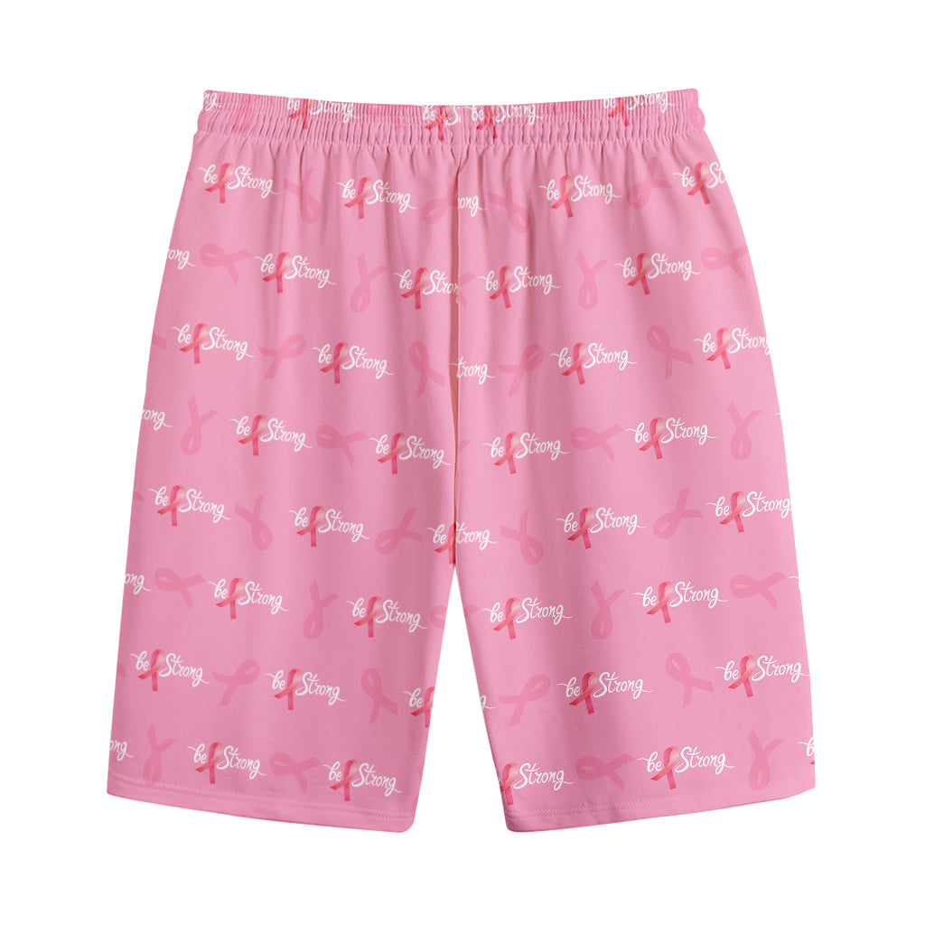 Be Strong Breast Cancer Pattern Print Cotton Shorts
