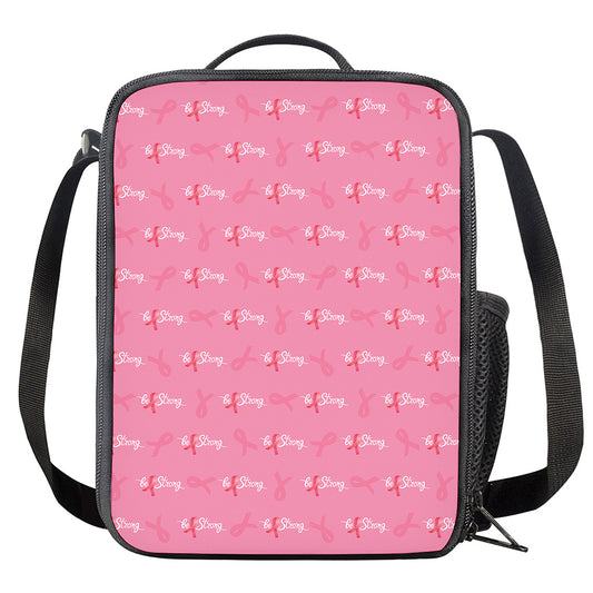 Be Strong Breast Cancer Pattern Print Crossbody Lunch Bag