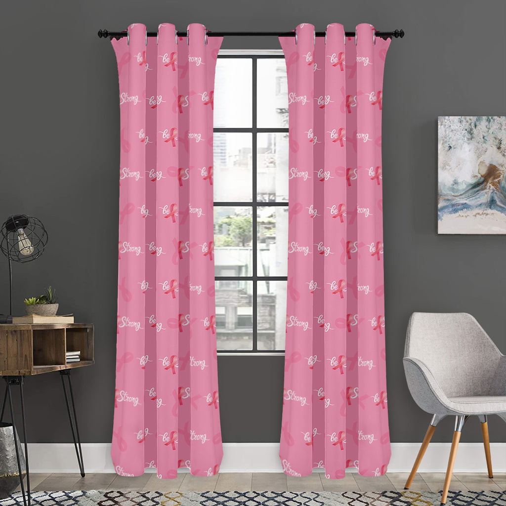 Be Strong Breast Cancer Pattern Print Curtain