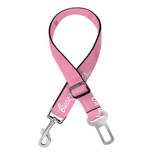 Be Strong Breast Cancer Pattern Print Dog Seat Belt
