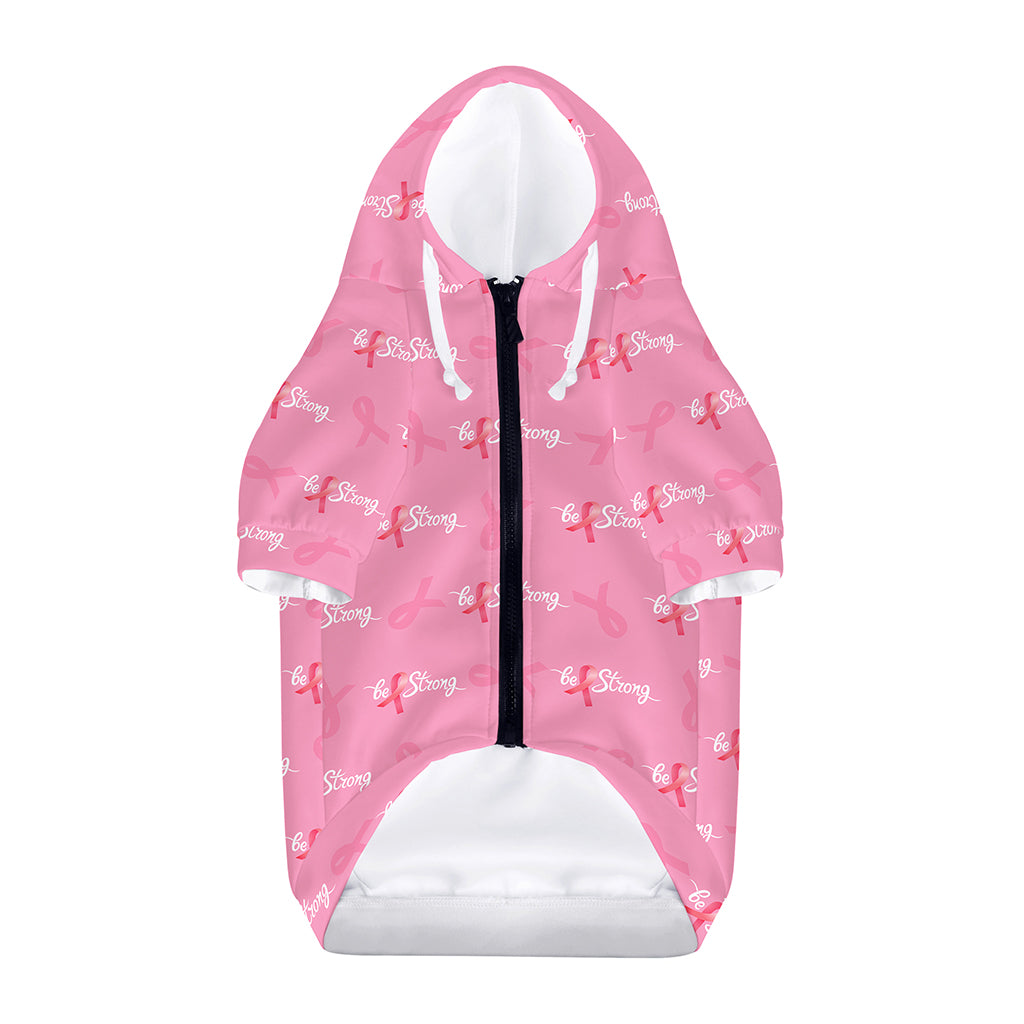 Be Strong Breast Cancer Pattern Print Dog Zip Up Hoodie