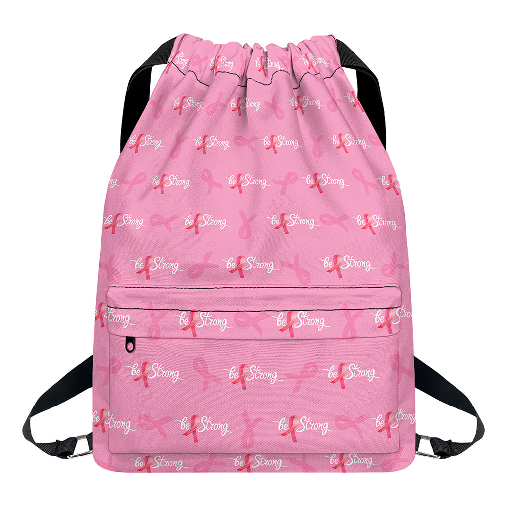 Be Strong Breast Cancer Pattern Print Drawstring Backpack