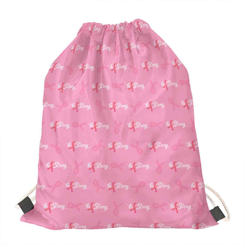 Be Strong Breast Cancer Pattern Print Drawstring Bag