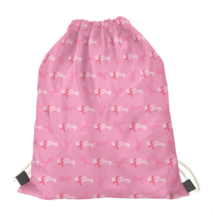 Be Strong Breast Cancer Pattern Print Drawstring Bag