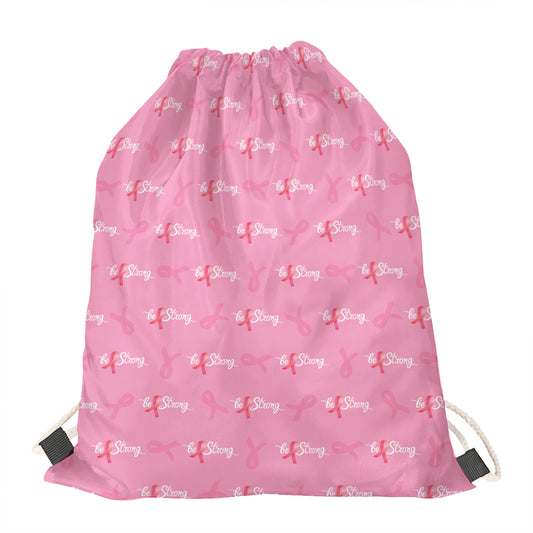 Be Strong Breast Cancer Pattern Print Drawstring Bag