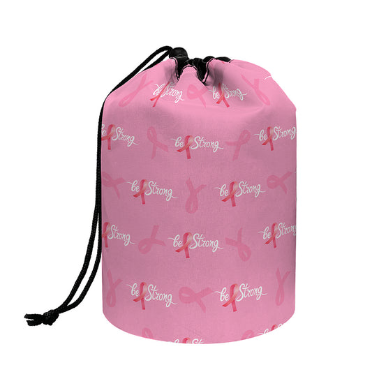 Be Strong Breast Cancer Pattern Print Drawstring Makeup Bag