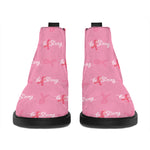 Be Strong Breast Cancer Pattern Print Flat Ankle Boots