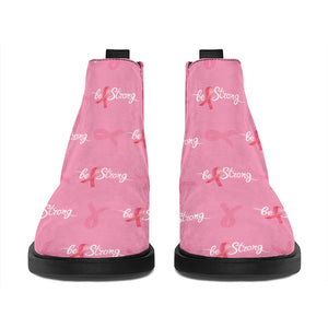 Be Strong Breast Cancer Pattern Print Flat Ankle Boots