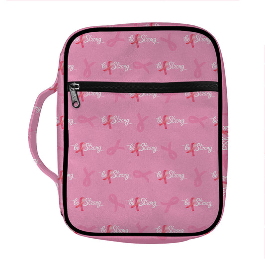 Be Strong Breast Cancer Pattern Print Front Pocket Bible Bag