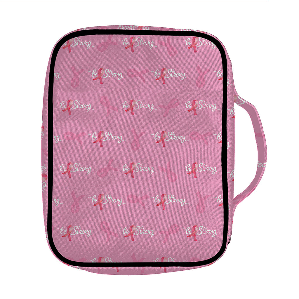 Be Strong Breast Cancer Pattern Print Front Pocket Bible Bag