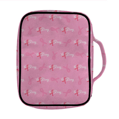 Be Strong Breast Cancer Pattern Print Front Pocket Bible Bag
