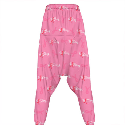 Be Strong Breast Cancer Pattern Print Hammer Pants