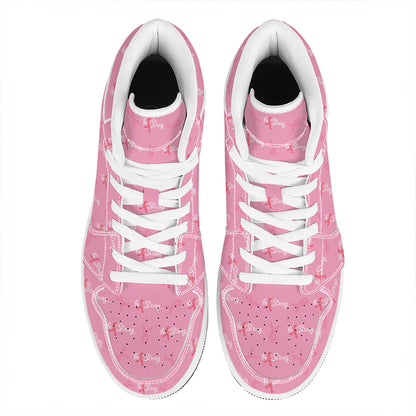Be Strong Breast Cancer Pattern Print High Top Leather Sneakers
