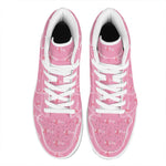 Be Strong Breast Cancer Pattern Print High Top Leather Sneakers