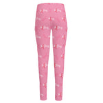 Be Strong Breast Cancer Pattern Print High-Waisted Pocket Leggings