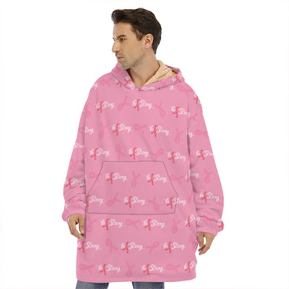 Be Strong Breast Cancer Pattern Print Hoodie Blanket
