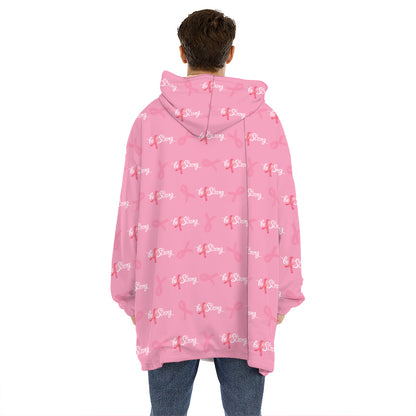 Be Strong Breast Cancer Pattern Print Hoodie Blanket