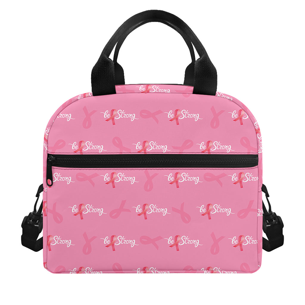 Be Strong Breast Cancer Pattern Print Insulated Lunch Bag