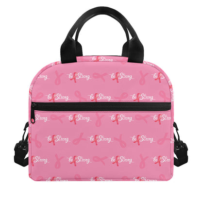 Be Strong Breast Cancer Pattern Print Insulated Lunch Bag