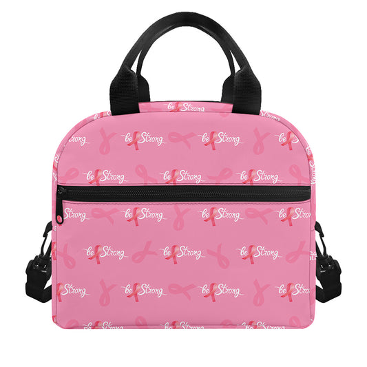 Be Strong Breast Cancer Pattern Print Insulated Lunch Bag