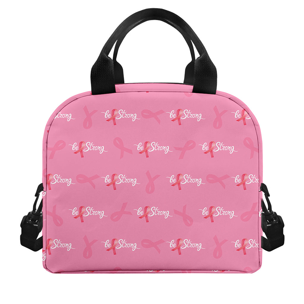 Be Strong Breast Cancer Pattern Print Insulated Lunch Bag