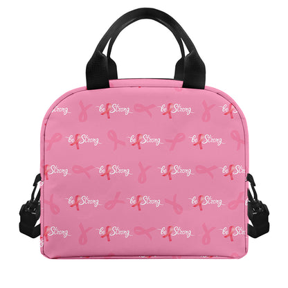 Be Strong Breast Cancer Pattern Print Insulated Lunch Bag