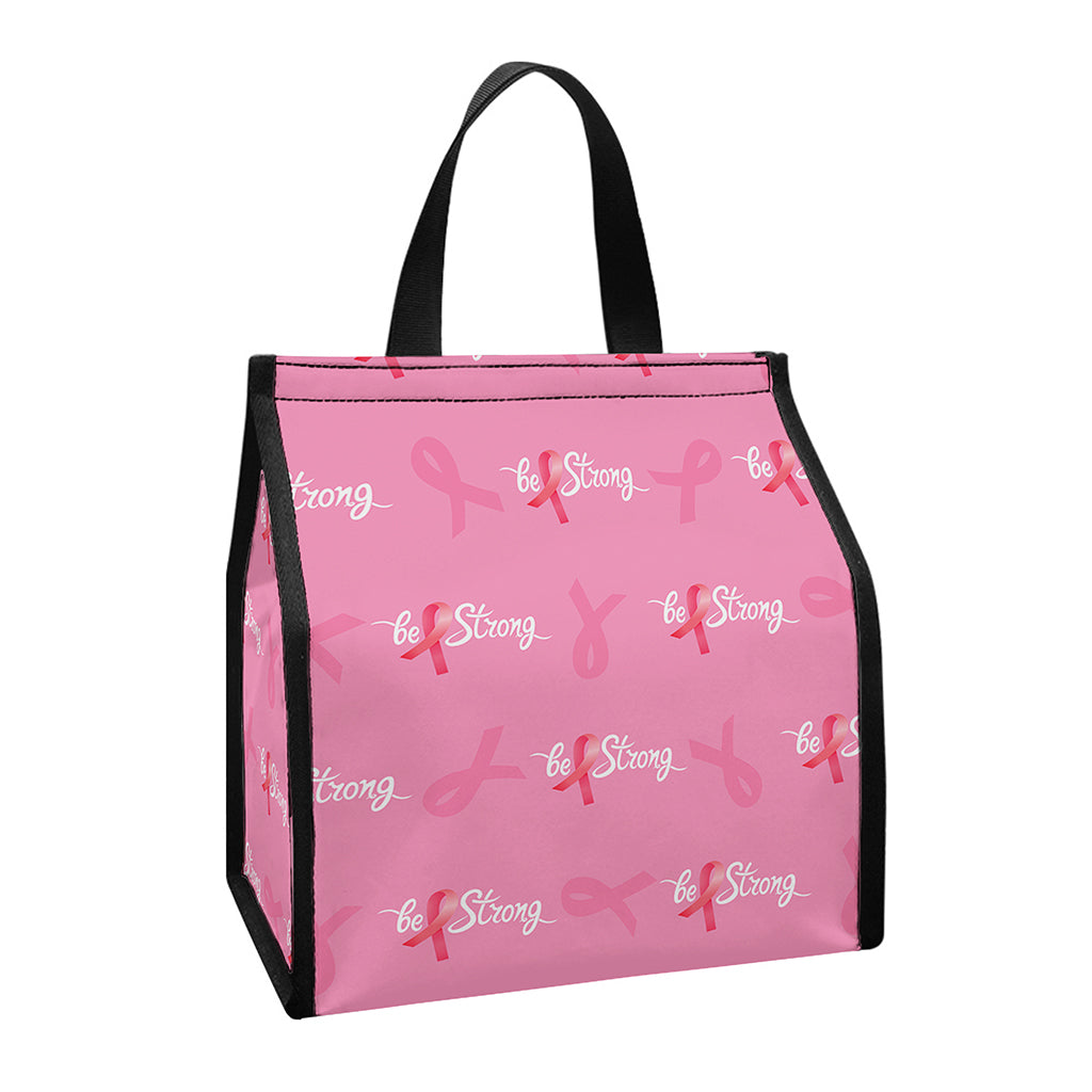 Be Strong Breast Cancer Pattern Print Insulated Lunch Tote