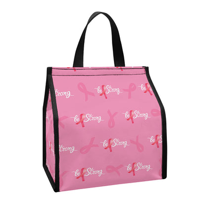 Be Strong Breast Cancer Pattern Print Insulated Lunch Tote