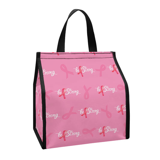 Be Strong Breast Cancer Pattern Print Insulated Lunch Tote