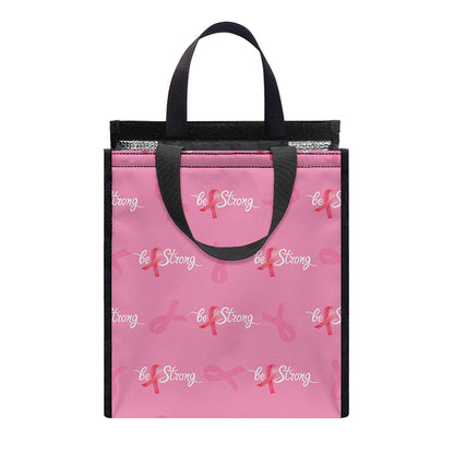 Be Strong Breast Cancer Pattern Print Insulated Lunch Tote