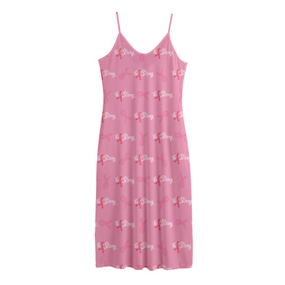 Be Strong Breast Cancer Pattern Print Jersey Midi Cami Dress