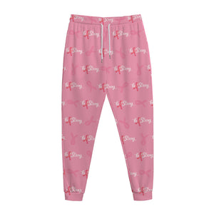 Be Strong Breast Cancer Pattern Print Jogger Pants
