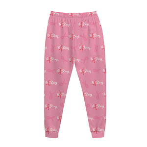 Be Strong Breast Cancer Pattern Print Jogger Pants