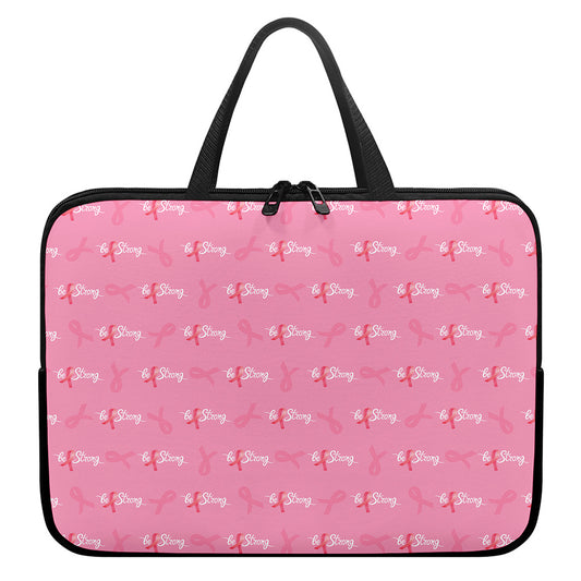 Be Strong Breast Cancer Pattern Print Laptop Sleeve With Handle