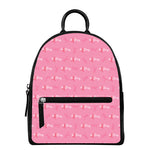 Be Strong Breast Cancer Pattern Print Leather Backpack