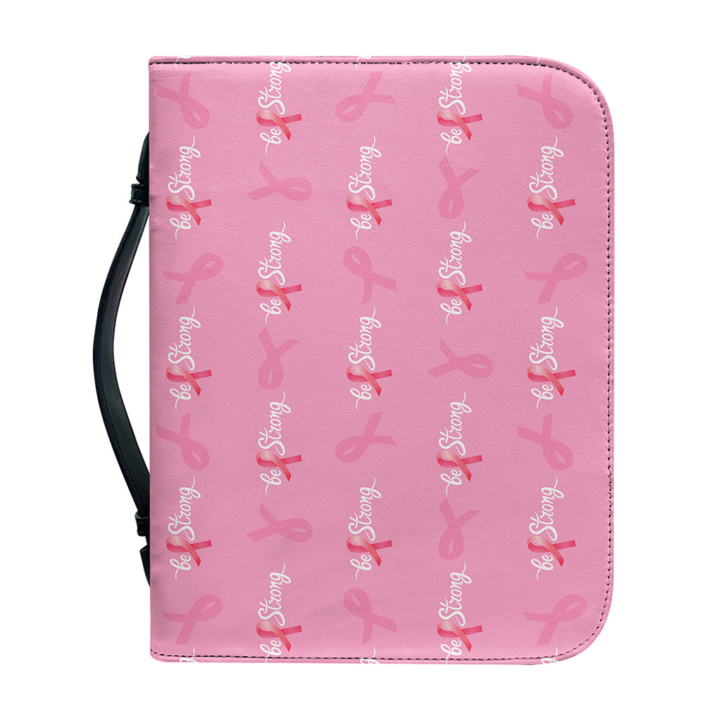 Be Strong Breast Cancer Pattern Print Leather Bible Cover
