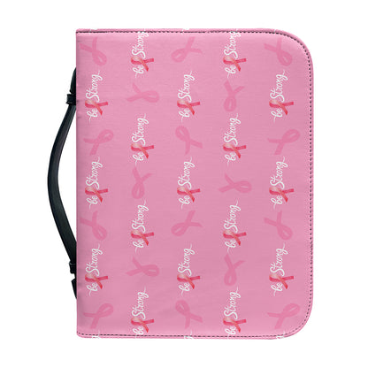 Be Strong Breast Cancer Pattern Print Leather Bible Cover