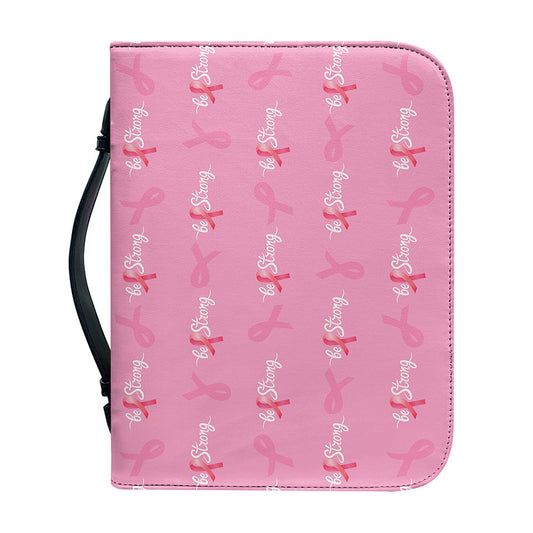 Be Strong Breast Cancer Pattern Print Leather Bible Cover