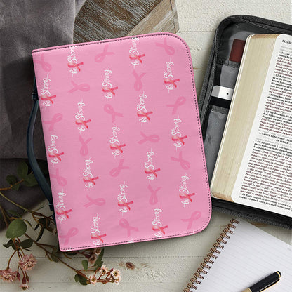 Be Strong Breast Cancer Pattern Print Leather Bible Cover