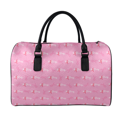 Be Strong Breast Cancer Pattern Print Leather Duffle Bag